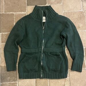 Beklina Green Knit Zip-Up Sweater